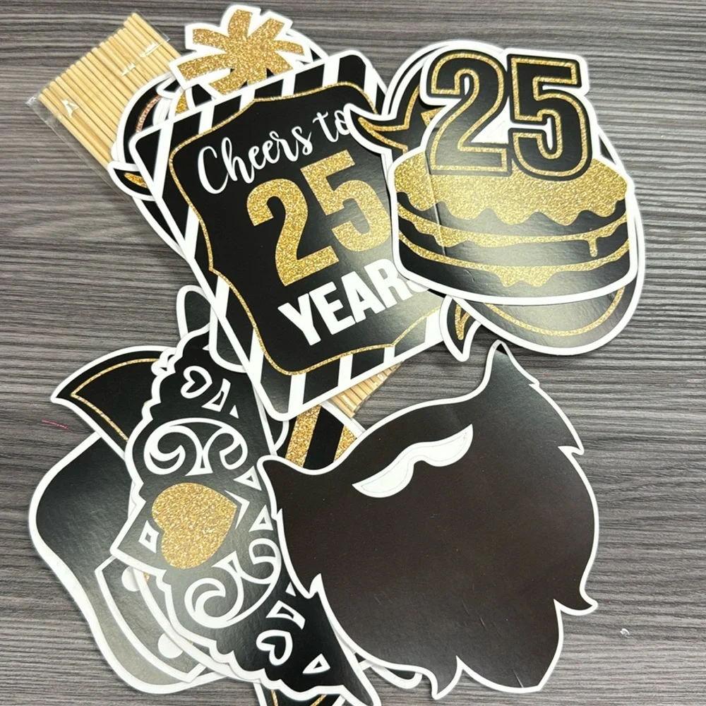 Cheers to 25 years photo party prop bundle all new excellent condition